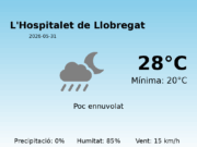 Previsió de l’AEMET a L’Hospitalet de Llobregat avui 31 de Maig de 2026