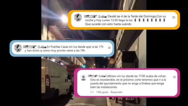 Imatge dels comentaris davant els diversos talls de llum a l'Hospitalet de Llobregat (via xarxes socials)
