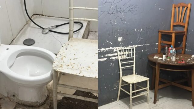 Imatge del lavabo i el menjador del narcolocal al carrer de les Bòbiles (Guàrdia Urbana de l'Hospitalet de Llobregat)